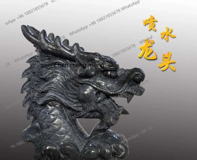 Stone spray faucet flowing water white marble outdoor villa Chinese courtyard garden landscape sunset red fish pond ornament
