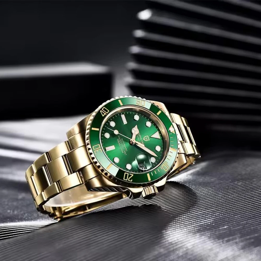 PAGANI DESIGN 40 مللي متر ساعة ميكانيكية للرجال الياقوت الفولاذ المقاوم للصدأ الذهب حالة مقاوم للماء ساعة الأعمال الرجال Relogio Masculino