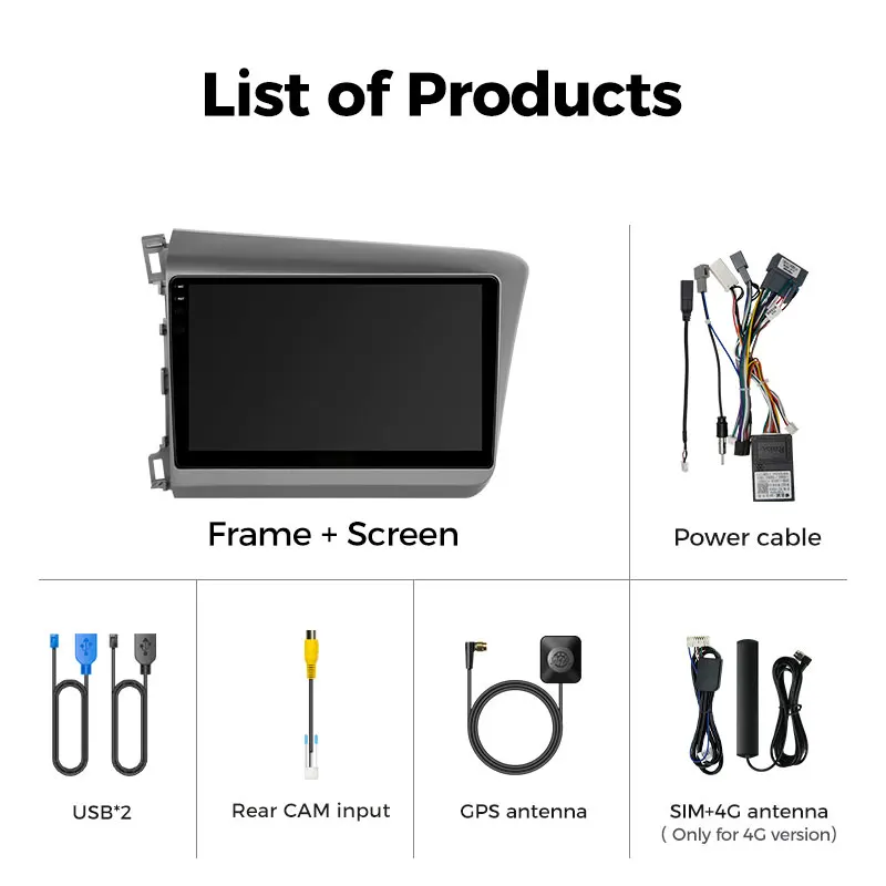 Qualcomm Android 16 Car Stereo Radio Multimedia Wireless Carplay Auto For Honda Civic 9 2012 - 2015 GPS DSP Player Navigation BT