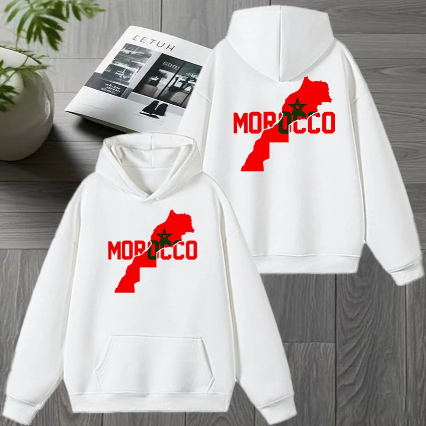 خريف شتاء المغرب harajuku جديد في مزدوجة الوجهين طباعة قلنسوة سوداء الرجال النساء الصوف بلوزة كاجوال للجنسين موضة البلوز #2