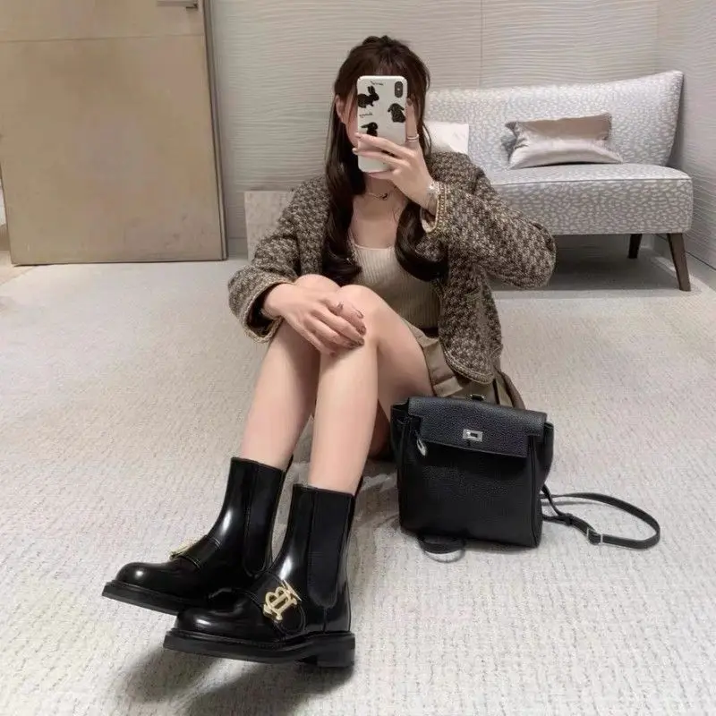 Custom Made High Street Martin Boots Elastic Band Chelsea Low Cut Short Boots Women Winter