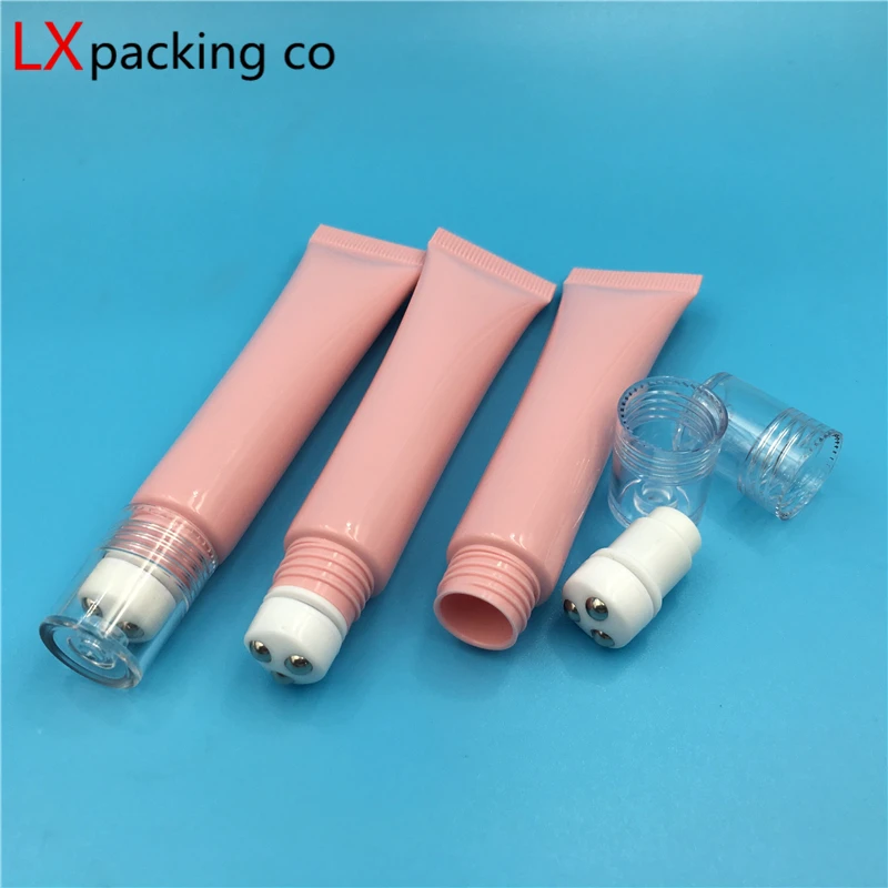 

50pcs 20ml Empty pink Plastic Tube Bottles Pack Woman Ball Massage Cover Eye Gel Empty Cosmetic Containers