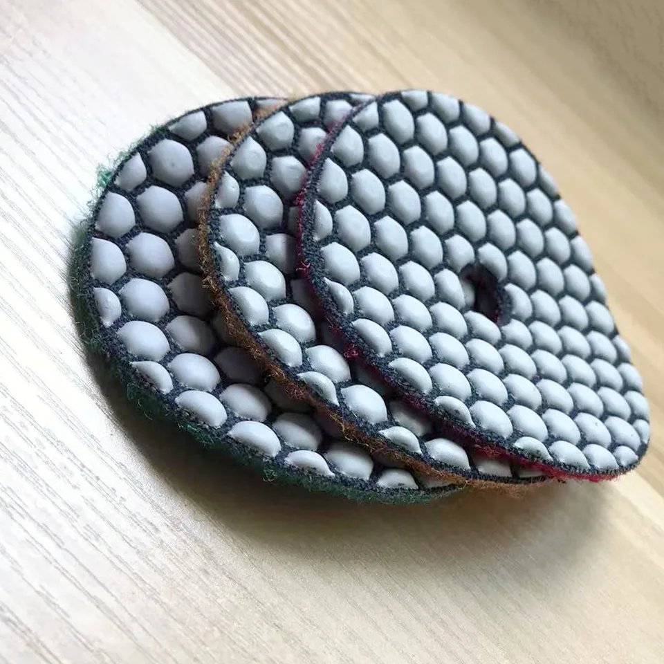 Almofada de polimento a seco colada em resina de diamante disco de polimento de lixamento flexível de mármore de granito de 3 polegadas 80mm