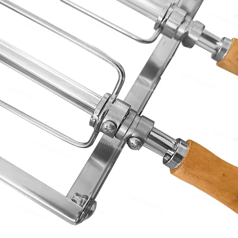 Portable Camping Outdoor Barbecue Stainless Steel Three-tooth Char  Set  Skewer Grill