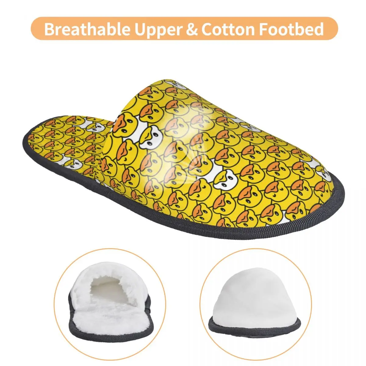 Custom Print Women Classic Cartoon Rubber Duck House Slippers Soft Warm Memory Foam Fluffy Slipper Indoor Outdoor Shoes image 3