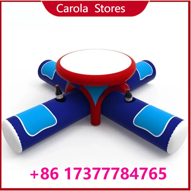 

Inflatable Floating Picnic with Cup Holders Waterproof PVC Pool Floating Dining Tray for Lake Beach Pool Water Party