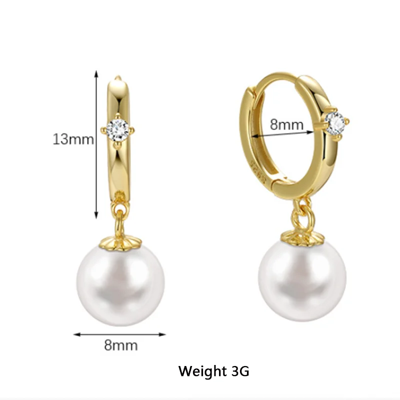 KAMIRA 925 Sterling Silver Charm Luxury Pearl Baroque Dangle Earrings for Women Wedding Banquet Zircon Hug Hoop Delicate Jewelry