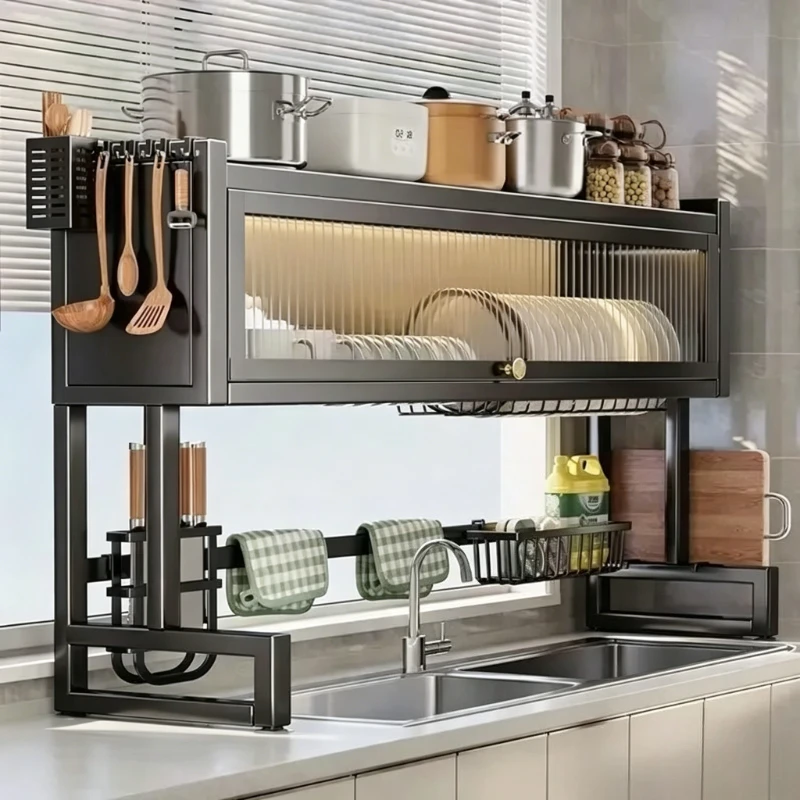 Kitchen Sink Shelf Dishwasher Sink Dust-proof Cupboard Countertop Storage Multifunctional Storage Dust-proof Drain Rack