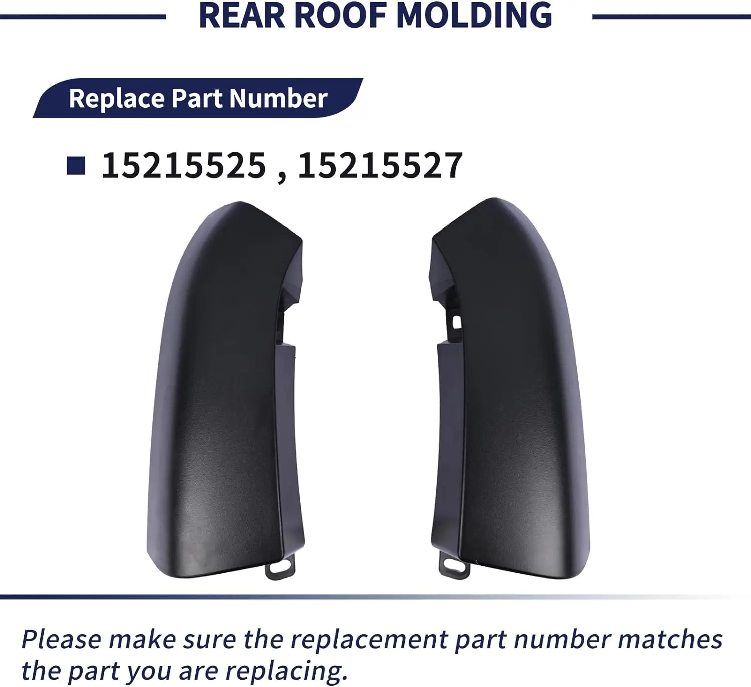 Roof Molding Rear Exterior Left & Right Side 15215525 15215527 Compatible with Chevy Chevrolet Express/GMC Savana 1500 2500 3500