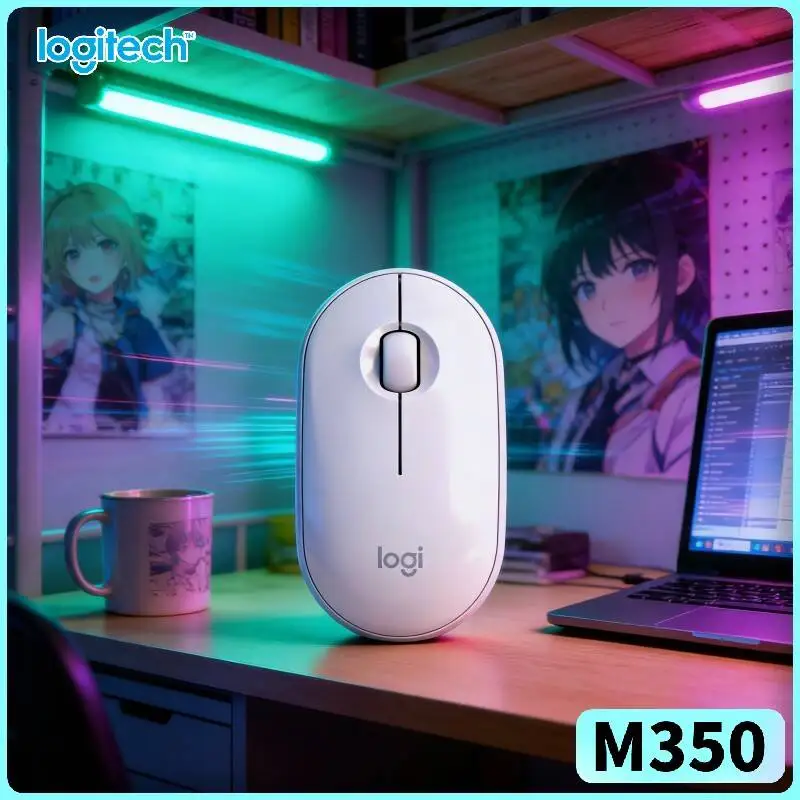 Logitech M350 Ergonomic Pebble Mouse - Comfort Palm Support, Quiet Operation, USB Storage, 18-Month Battery, Daily Task Tool