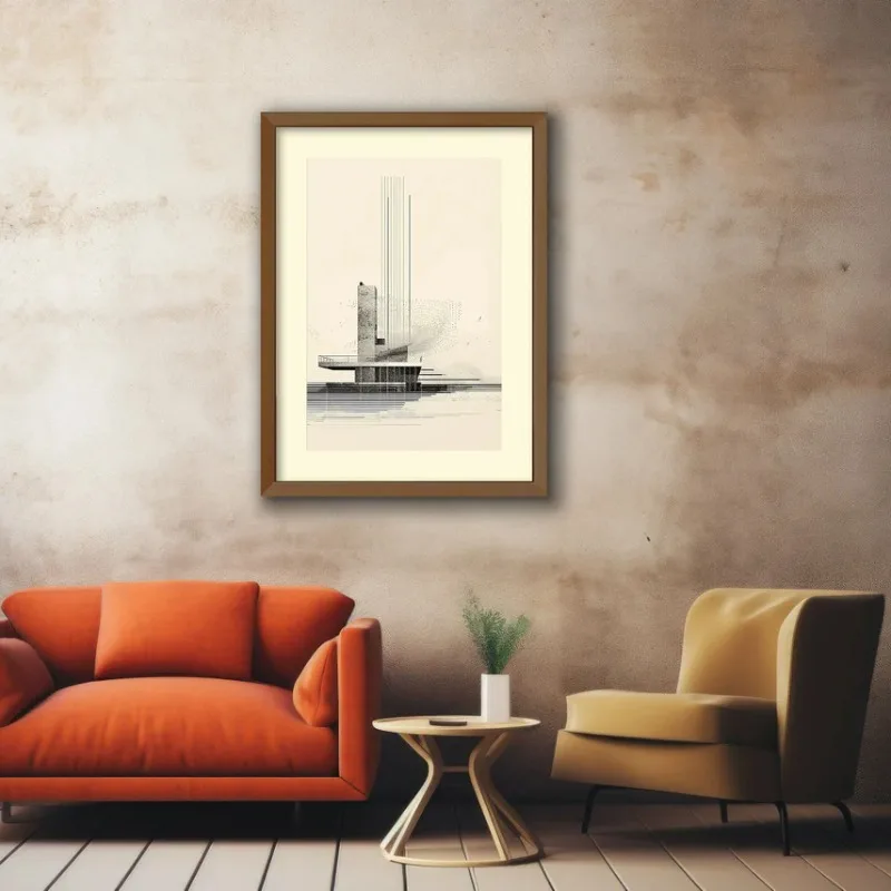Vintage Minimalist Architectural Drawing Poster Print Canvas Painting Architect Office Wall Art for Living Room Home Decor Mural