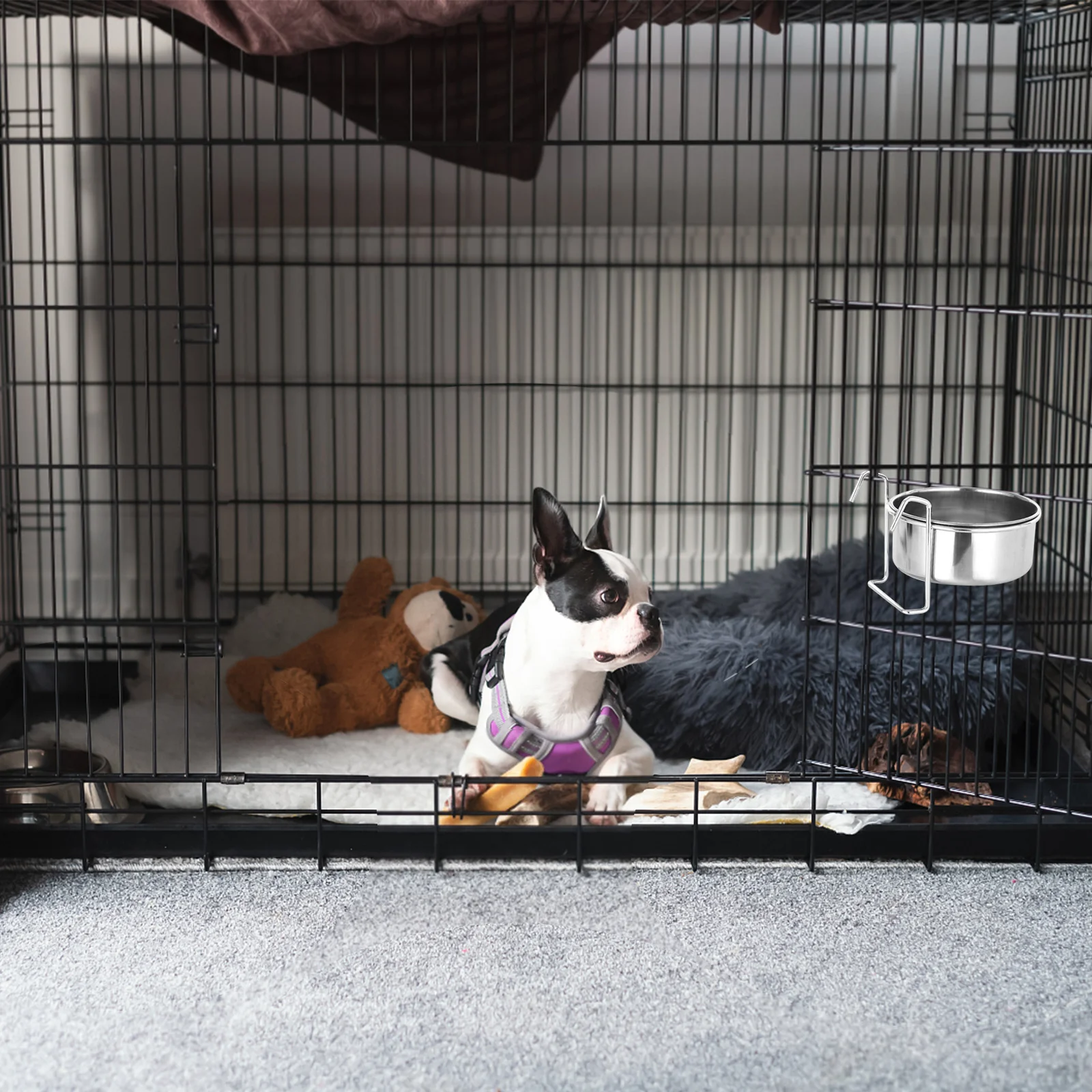 

1 set 1 Set Stainless Steel Hanging Pet Bowl For Dogs Cats Anti-Rust Durable Feeding Bowl Fine Polished Easy Clean Pet Tableware