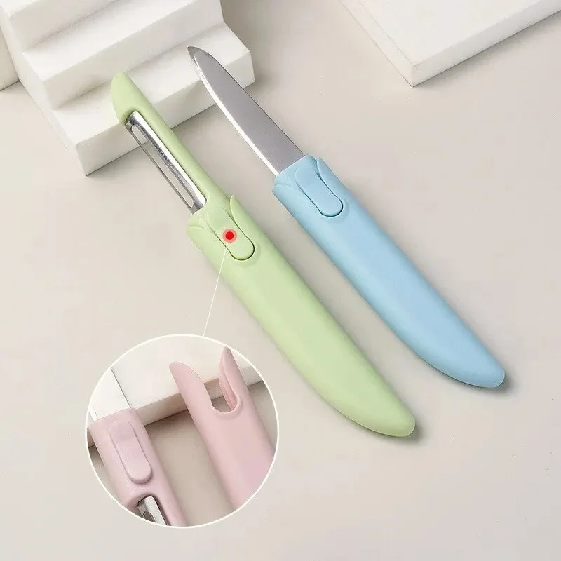 Multifunctional 2‑in‑1 Stainless Steel Peeler Knife, Double Ended Folding Portable Compact Household Kitchen Gadget