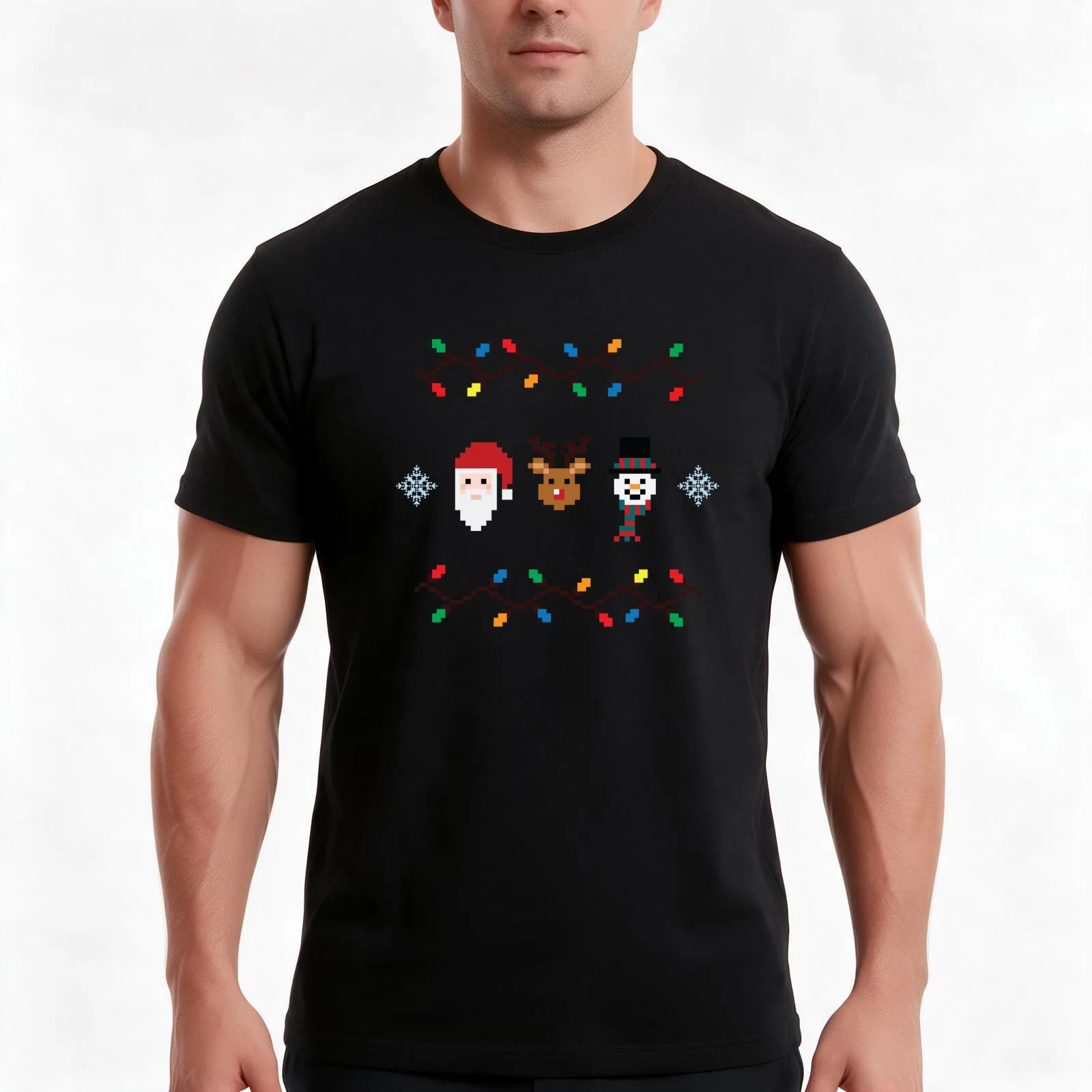 Pixel Christmas Medley T-Shirt Summer Casual Cotton Tee Oversized Streetwear Tops Vintage Graphic Print Unisex Men Women