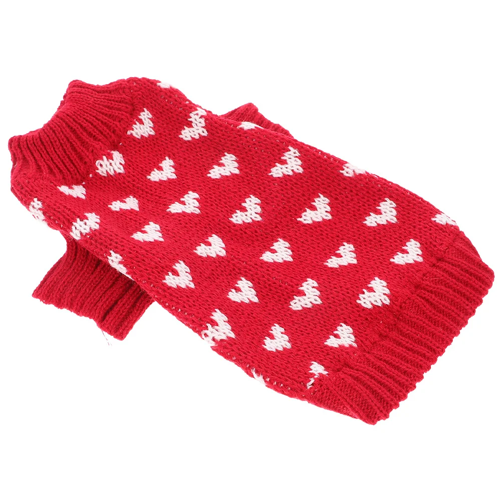 

Pet Sweater Heart Pattern Puppy Sweater Size Xl Stretchy Turtleneck Winter Warm Dog Clothes Durable Comfortable