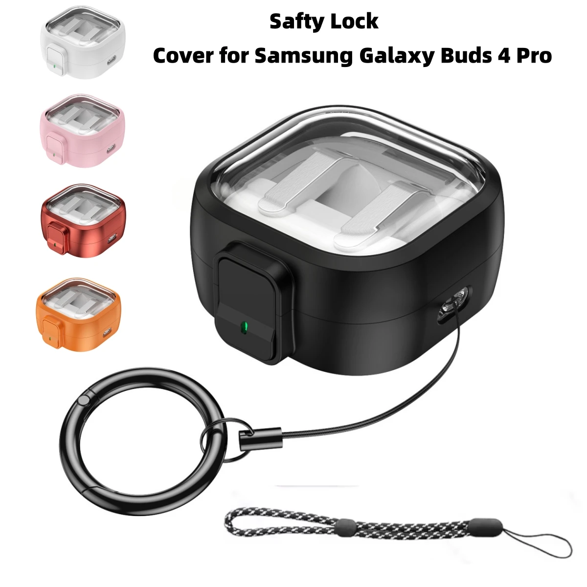 Transparent Anti-Yellowing Safty Lock Case Cover for Samsung Galaxy Buds 4 Pro/4 Drop-Protection Cover For Buds 4 Pro  Earbuds