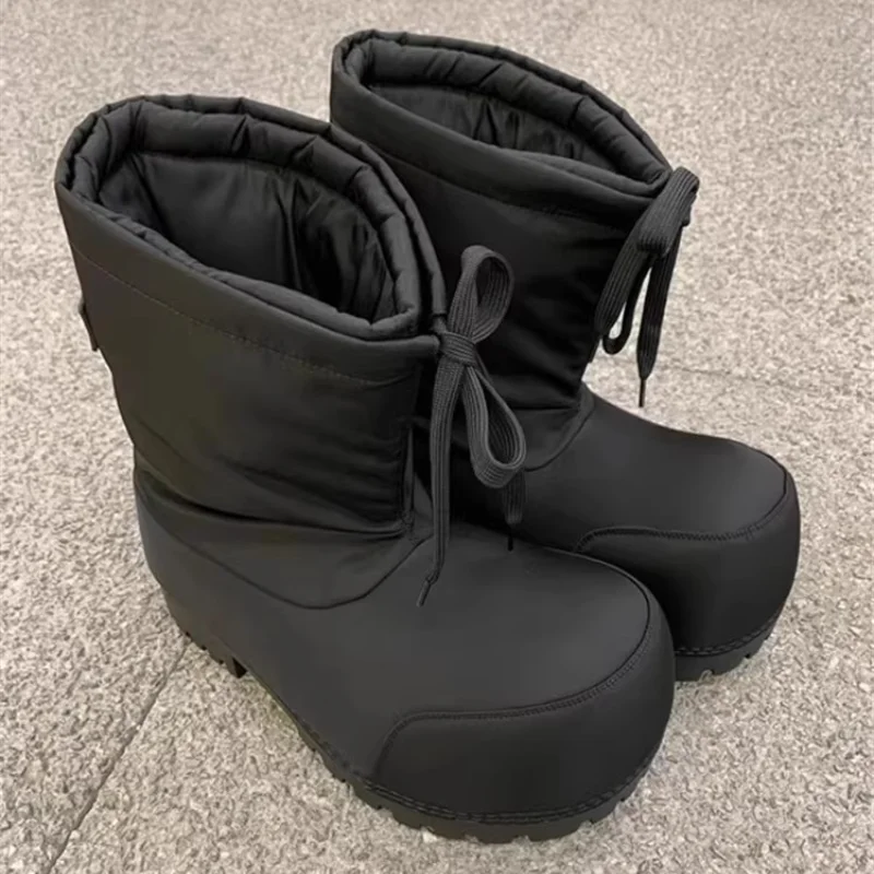 

Fashion High Heels Snow Boots Women Thick Bottom Big Head Design Calf Boots Waterproof Platform Ankle Boot Ladies Shoes Winter