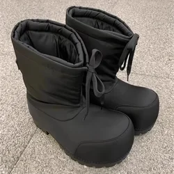 Fashion High Heels Snow Boots Women Thick Bottom Big Head Design Calf Boots Waterproof Platform Ankle Boot Ladies Shoes Winter