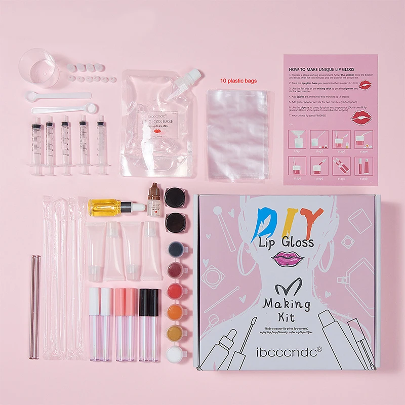 DIY リップグロス作成セット、女の子向けの楽しいメイクアップギフトキット、保湿&クリアリップグロス、DIY リップグロスキットリップグロス作成ツール
