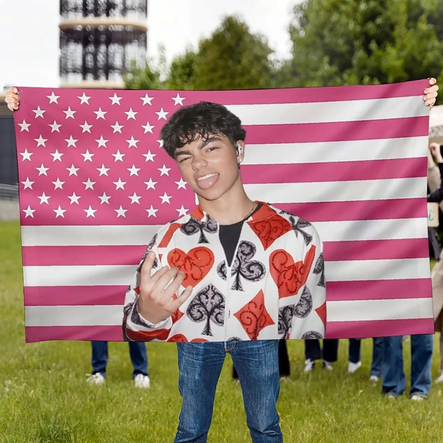 1 Stück M-Malachi Barton Rosa Amerikanische Flagge Wandteppich für Jugendzimmer Schlafzimmer Wanddekoration Fan-Geschenk