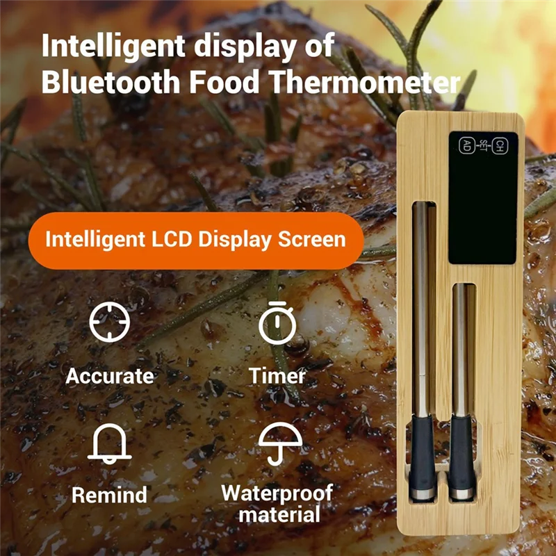 

VEHO-Wireless Food Meat Thermometer Digital Bluetooth Dual Probes BBQ Thermometer With Display Screen For Air Fryer Oven
