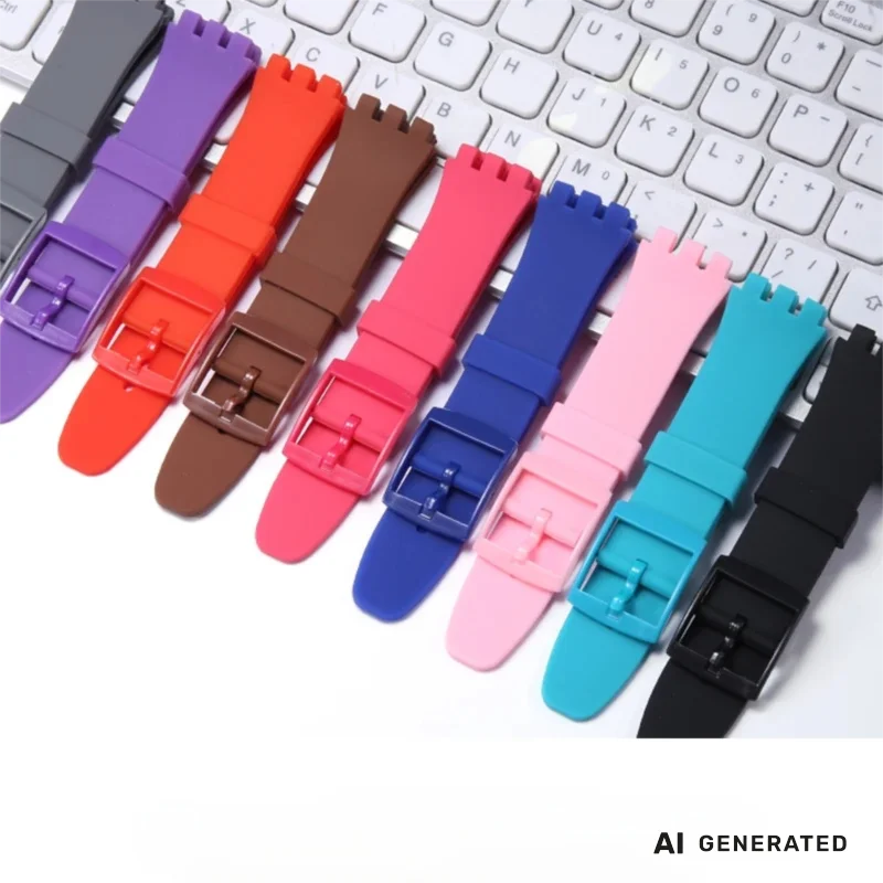 Watch Accessories For Swatch Watch Band Silicone Rubber Sports Waterproof Strap Men Women Bracelet 17mm 19mm 20mm