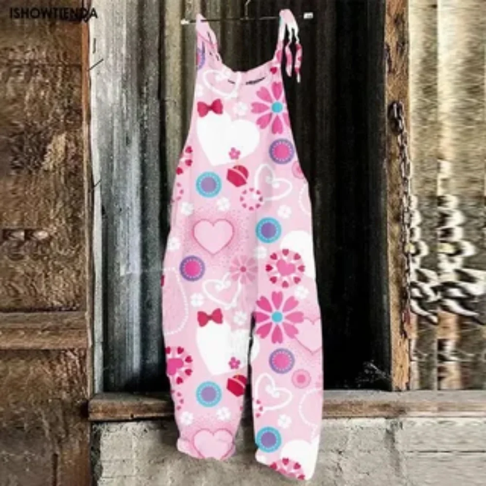 2025年夏 レディースジャンプスーツ、3Dリボン柄がおしゃれで可愛い、快適で通気性のあるジャンプスーツ、調節可能な肩紐付き