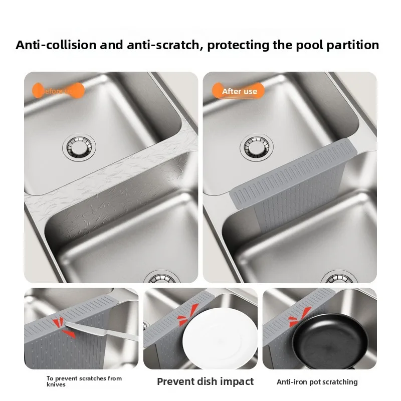 

Silicone Sink Partition Pad Kitchen Sink Protective Pad Anti-skid Bumping Scratch Drain Pad