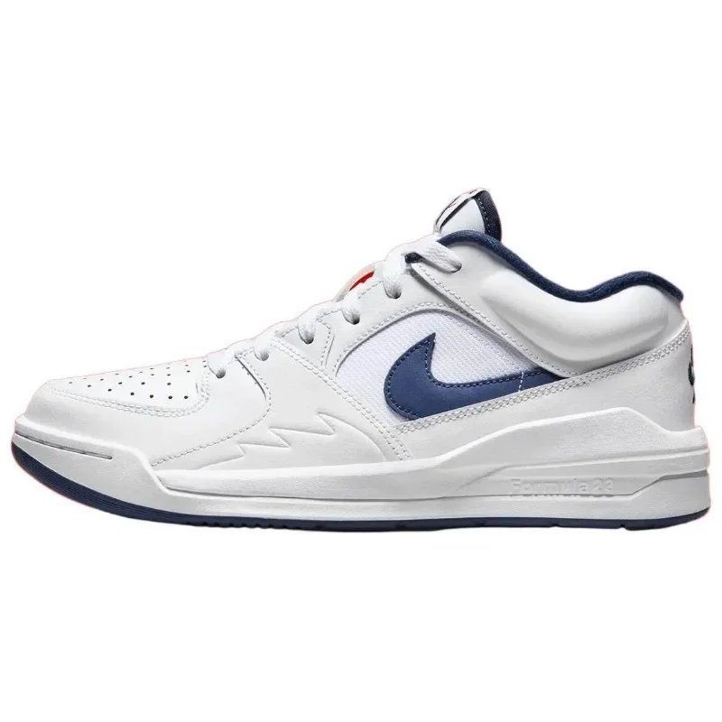 Nike Jordan Stadium 90 White Navy Women Leather Breathable Leather Low Cut Casual Skateboarding Shoes Daily Wear HJ4406-100