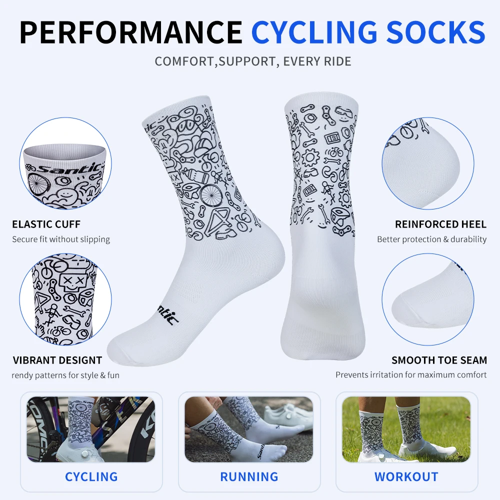 Santic Cycling Socks Professional MTB Road Riding Socks Free Size Four Seasons Outdoor Breathable Comfortable Racing Sports Sock