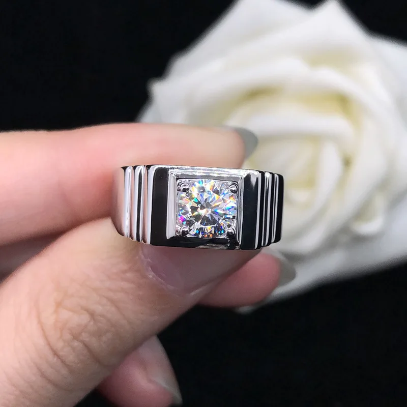 

Classic Solitaire High Carbon Diamonds Women's Ring, 925 Sterling Silver Wedding Band & Engagement Men's Ring Jewelry