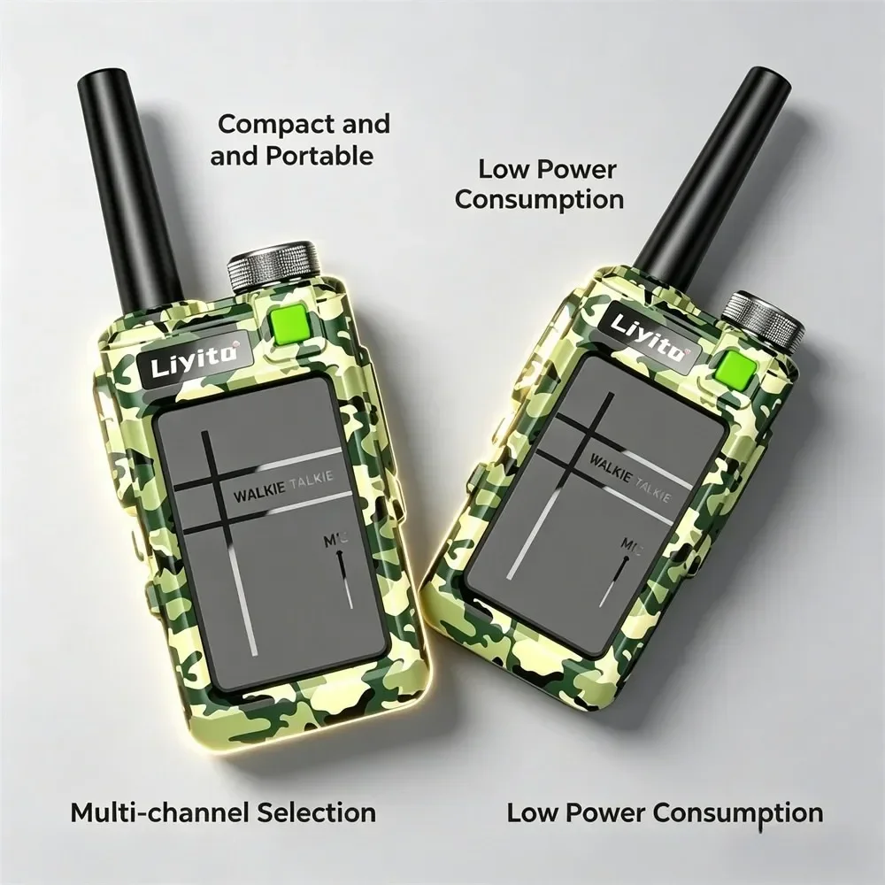 2Pcs Mini Walkie Talkie 10KM High Capacity Battery Long Standby Time Two Way Radio For Family Camping Hiking Travel Daily Use