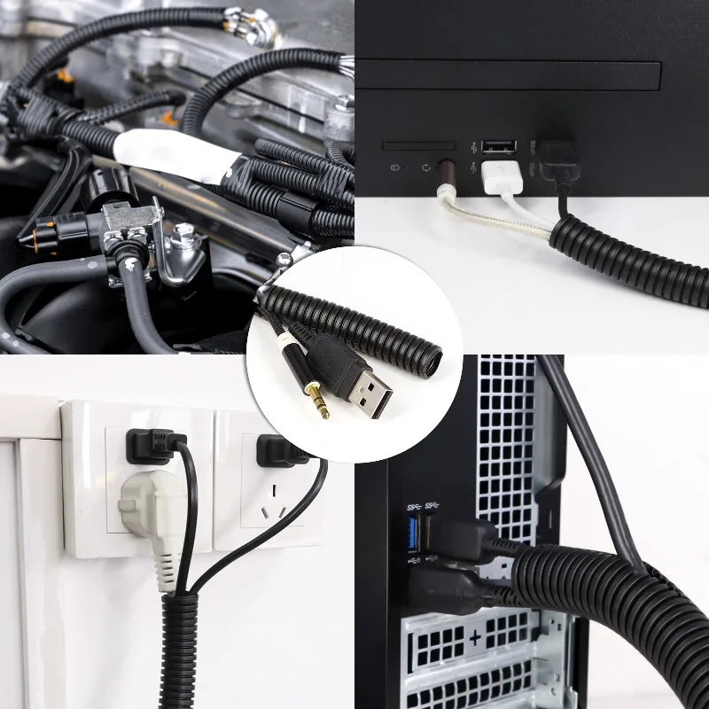 2/5/10m Black PP Insulated Corrugated Split Loom Tube AD 7.5~34.5mm Wire Harness Threaded Hose Plastic Line Protection Sleeving image 6
