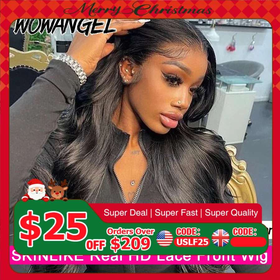 

Wow Angel 250% плотность 13x6 HD Парики фронта шнурка Объемная волна Melt Skins 13x4 HD Кружева Полный фронтальный парик Парики из человеческих волос Предварительно выщипанные