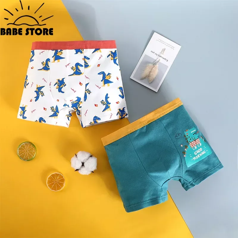 4pcs/lot Kids Boys Underwear Cartoon Pure Cotton Children\'s Shorts Panties  Cute Dinosaurs Pattern Teenagers Cotton Underpants