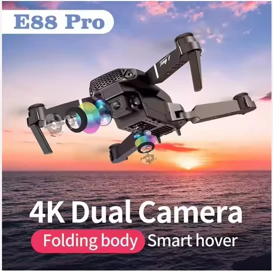 E88 Pro WIFI FPV Mini Drone Dual Kamera Weitwinkel HD 4K/1080P Höhe Halten faltbare Quadcopter RC Hubschrauber Fernbedienung Spielzeug