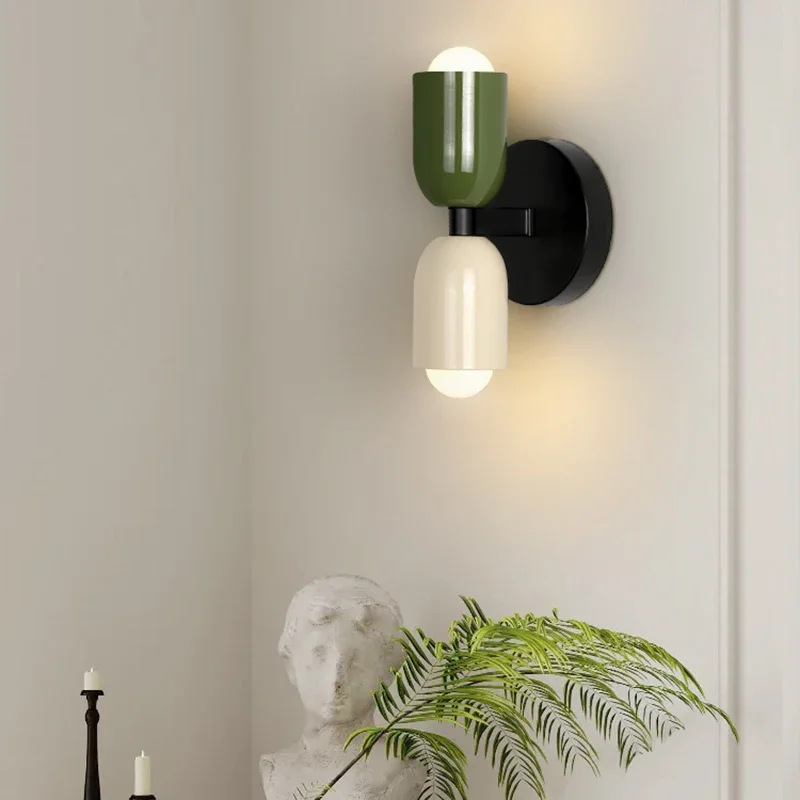 

Nordic Simple Modern Wall Lamp Creamy Color Double Light Living Room Personality Creativity Hotel Room Background Decoration