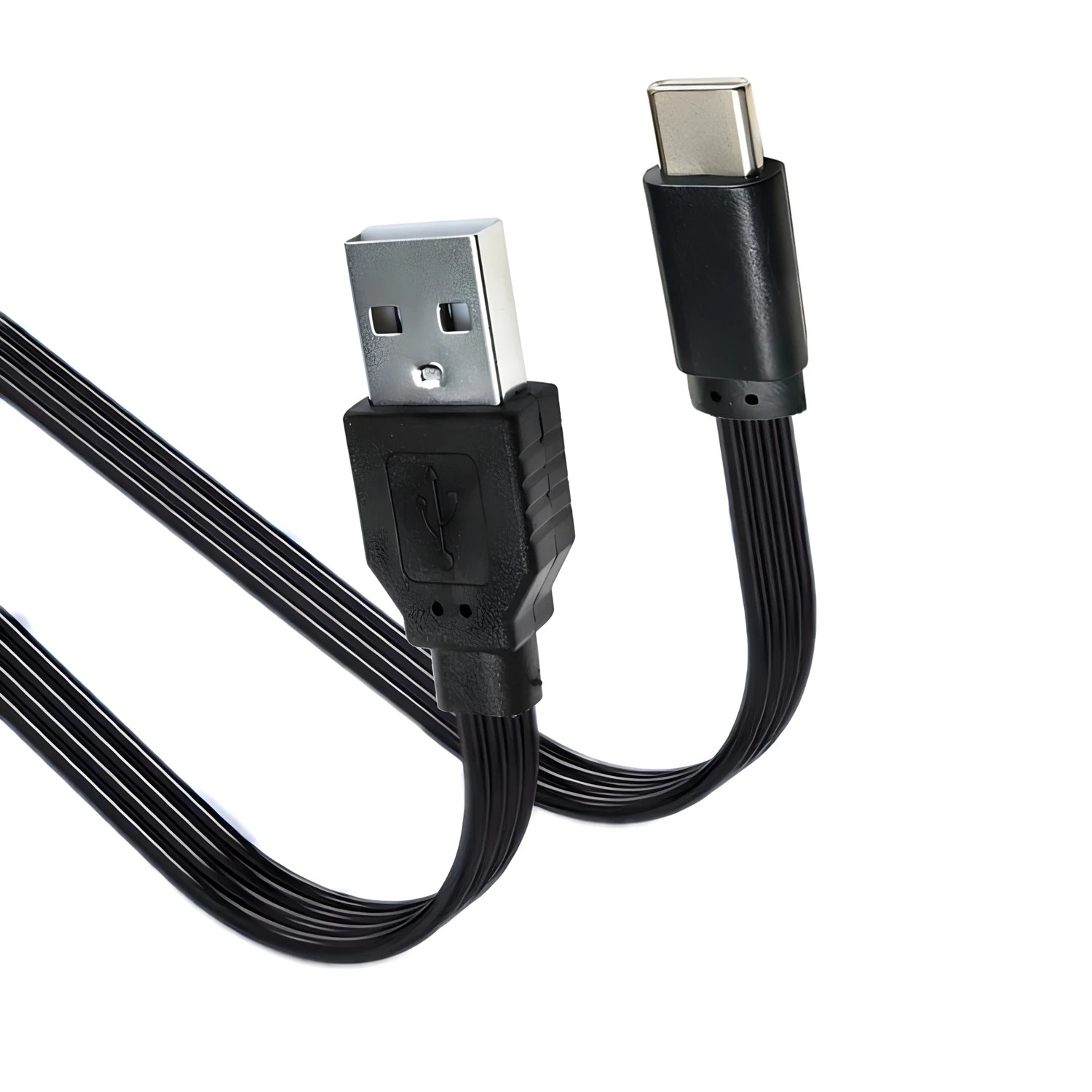 شحن سريع كابل بيانات مسطح كابل بيانات منحنى 90 درجة، كابل شحن، محول USB AM، طرف مستقيم للكوع من النوع C 50 سم 100 سم