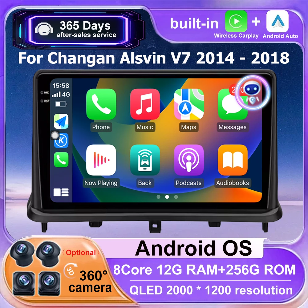 

Wireless Carplay For Changan Alsvin V7 2014-2018 Android 16 Auto Car Radio Multimedia Video Player GPS Navigation Head Unit DSP