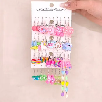 40 Uds aretes pendientes colgantes de flores con borlas de corazón con una combinación de botellas de deseos dulces y coloridas pendientes de caramelo