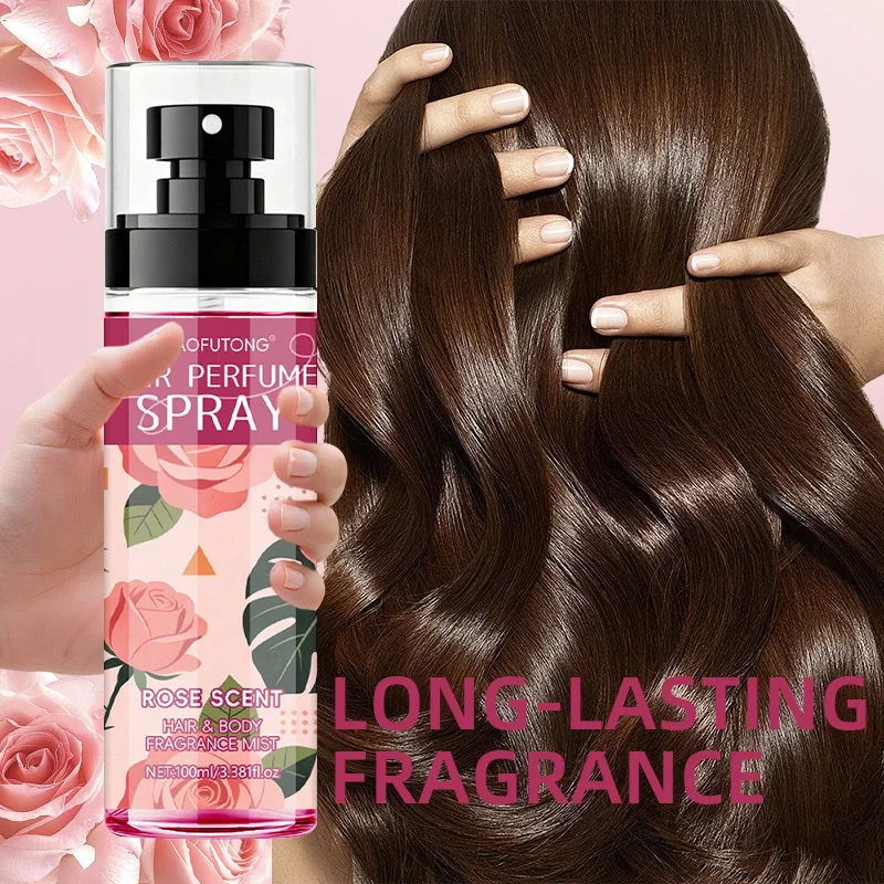 Multi effect rose fragrance hair agent, body fragrance agent, can be sprayed on hair to add freshness to hairstyle, sprayed on b