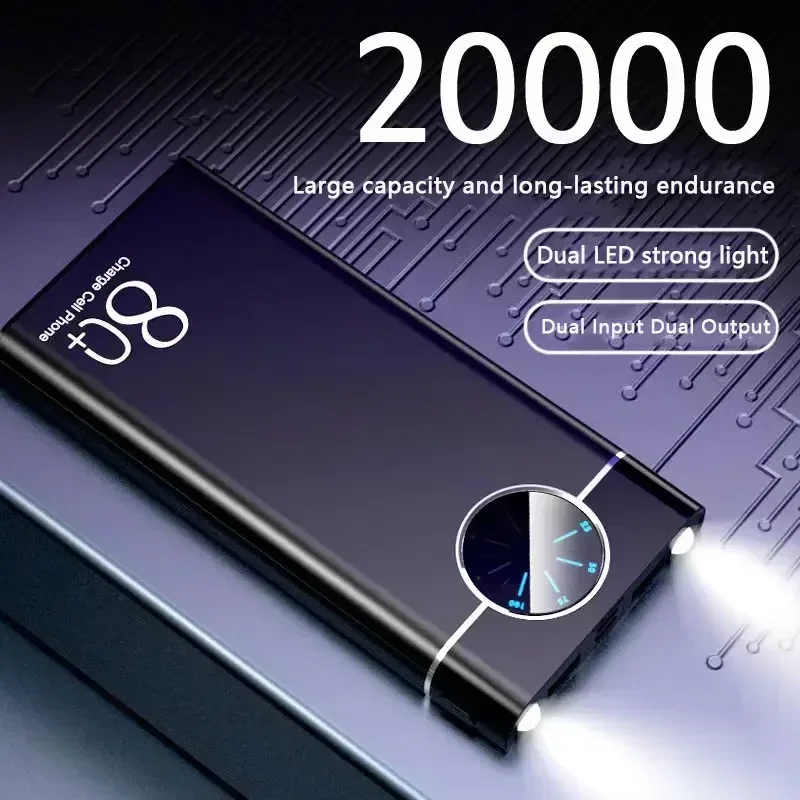 200000mAh Large Capacity Aluminum Alloy Power Bank Multi-Socket Super Fast Charging Thin Portable Power Bank 2023 New Model