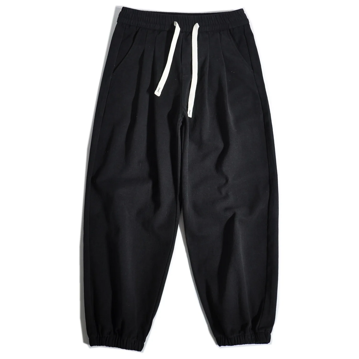 Simple Versatile Japanese Retro Double Pleated Silhouette Pants Loose Straight Wide Leg Tapered Casual Pants