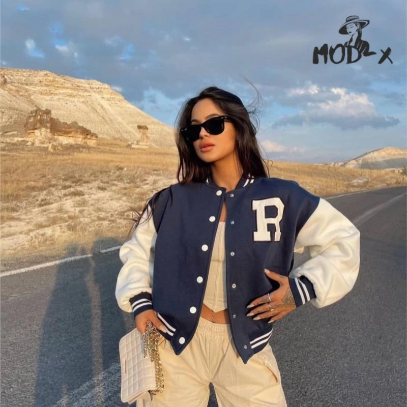 Modx 2024 europa und die vereinigten staaten frauen lässig mode bedruckte hoodie dicke 100 top lang ärmel ige baseball uniform heiß neu