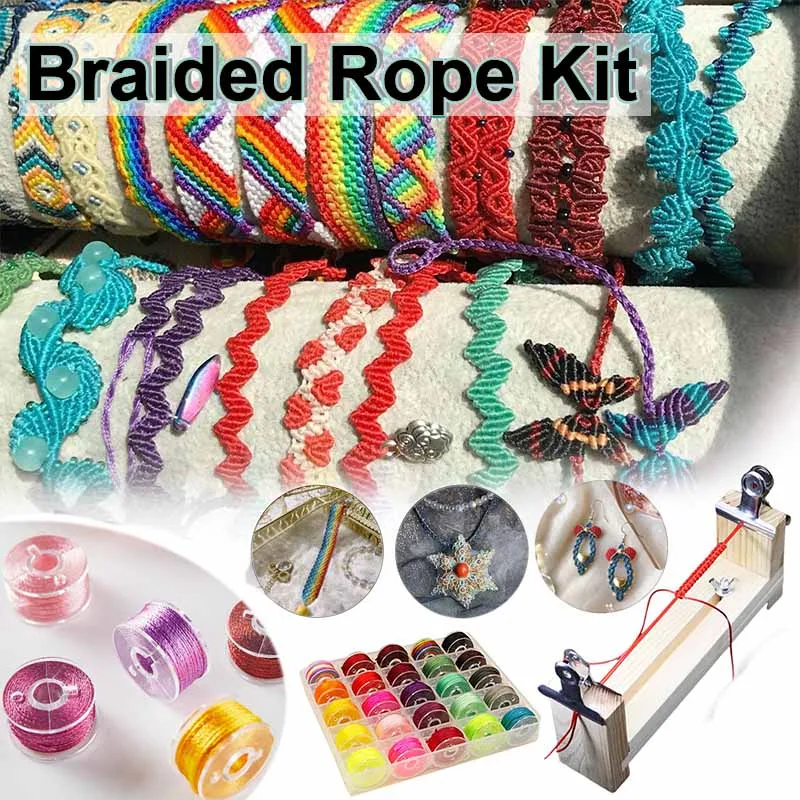 Diy Gevlochten Touw Kit Hand Breien Frame 25 36 Kleuren Hand Touw Armband Ketting Rood Touw Breien Vaste Hulpgereedschappen