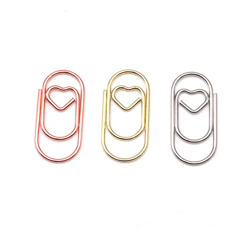 100pcs Mini Heart Shaped Paper Clips Cute Decorative Paperclips Office School Home Document Notes Organization Paper Fasteners