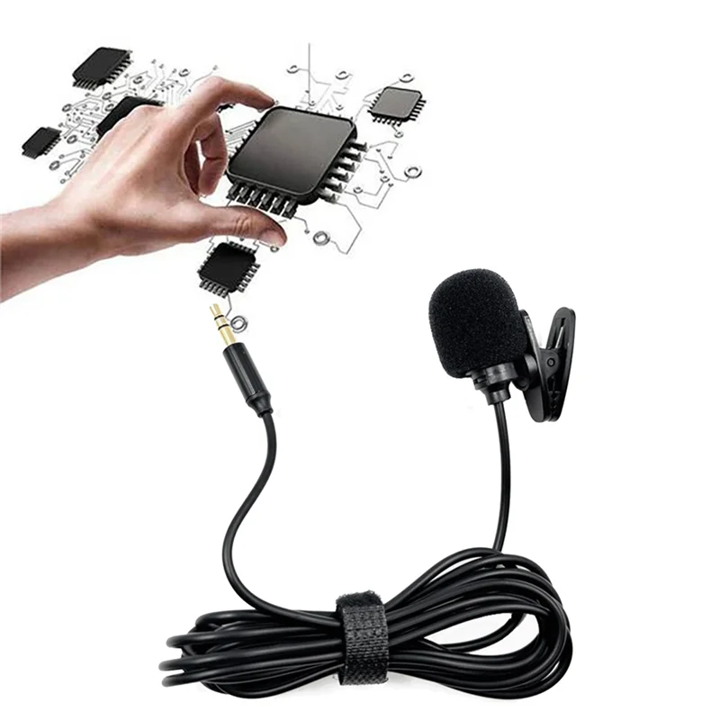 3CGRO-Lavalier Microfono Audio stereo Mini microfono cablato Spina da 3,5 mm per scheda audio Fotocamera PC Computer desktop 2M