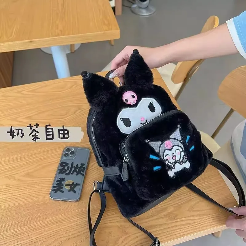 Sanrio Plush Backpack Cute Kawaii Hello Kitty Anime Student Bag Kuromi Kids Bags Girls Pompompurin Bag Birthday Gifts 2024 New