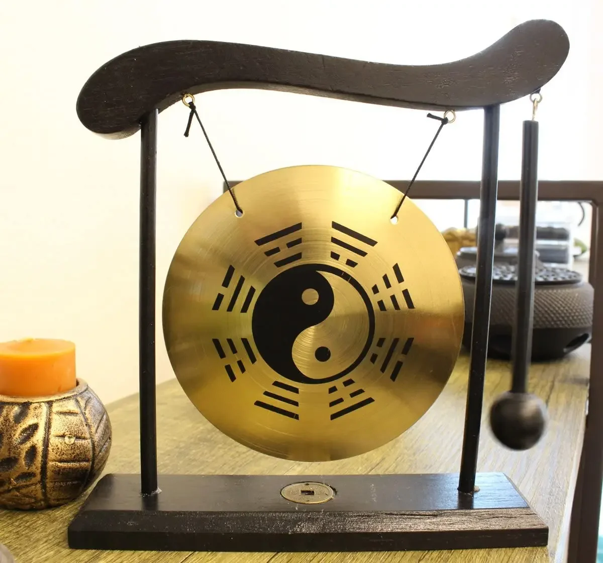 Zen Table Gong Taiji Symbol Feng Shui Meditation Desk Bell Home Decor Housewarming Congratulatory Blessing Gift