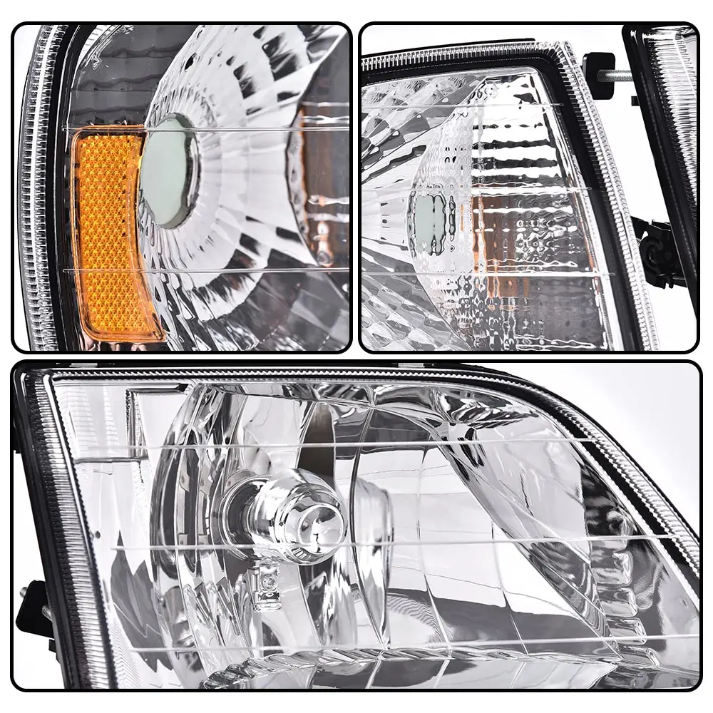 مجموعة المصابيح الأمامية المتوافقة مع Ford F150 1997-2003 / Ford Expedition 1997-2002 عاكس كهرماني مع لمبات #5